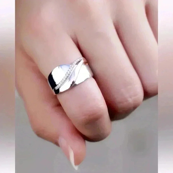 Unisex 14k Rose Gold 925 Silver Diamond Ring - Picture 5 of 10